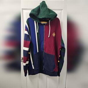 Ralph Lauren Hoodie Mens Big Color Block Crest Full Zip Jacket XLT NEW